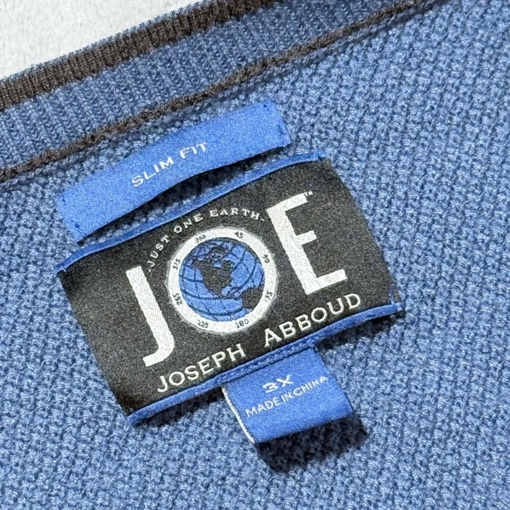 JOE Joseph Abboud Mens Blue Slim Fit Textured Knit‎ Crewneck Sweater 3X